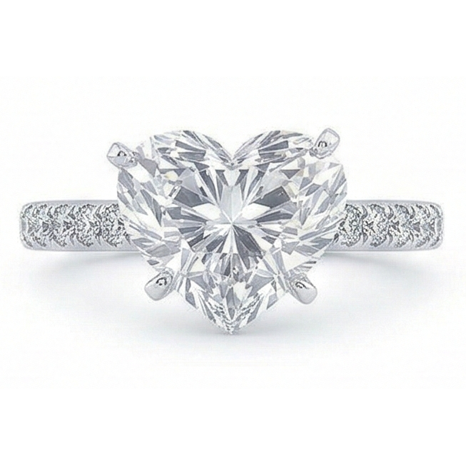 3.50 Carats Heart & Round Natural Earth Mined Diamond Wedding Ring Jewelry New