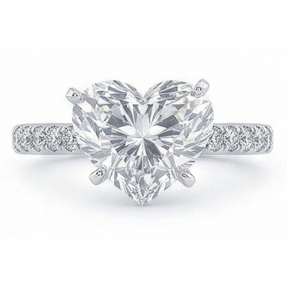 3.50 Carats Heart & Round Natural Earth Mined Diamond Wedding Ring Jewelry New