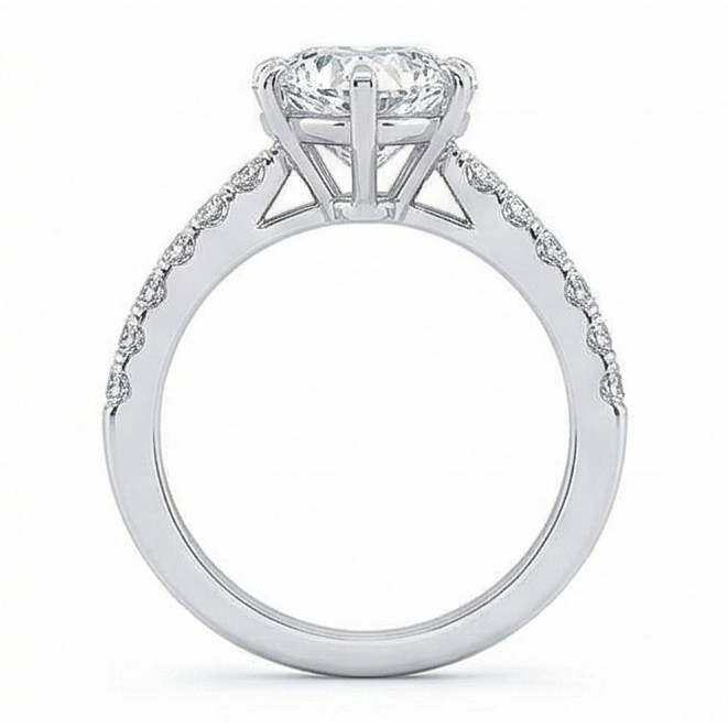 3.50 Carats Heart & Round Natural Earth Mined Diamond Wedding Ring Jewelry New