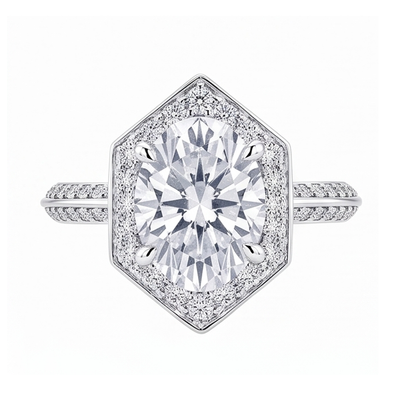 3.50 Carats Oval And Round Cut Natural Earth Mined Diamonds Engagement Ring