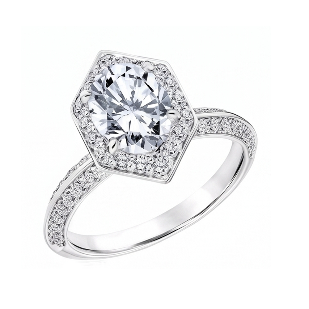3.50 Carats Oval And Round Cut Natural Earth Mined Diamonds Engagement Ring