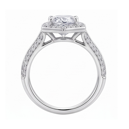 3.50 Carats Oval And Round Cut Natural Earth Mined Diamonds Engagement Ring