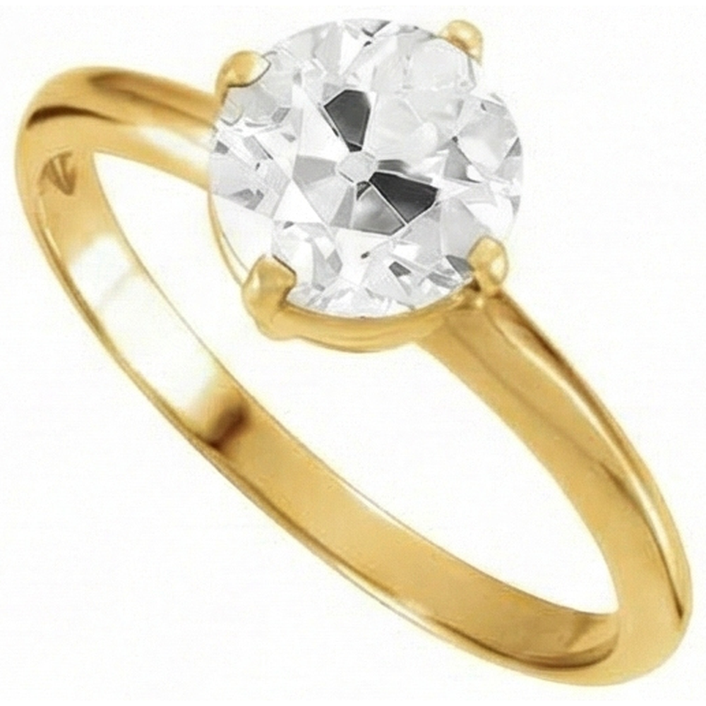 3.50 Carats Round Old Cut Prong Set Mined Natural Real Diamond ( Not Lab Grown ) Solitaire Ring
