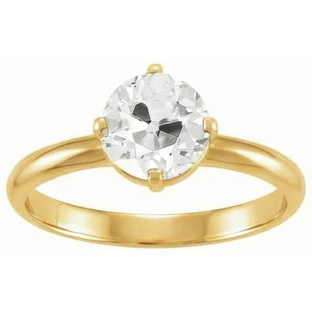 3.50 Carats Round Old Cut Prong Set Mined Natural Real Diamond ( Not Lab Grown ) Solitaire Ring
