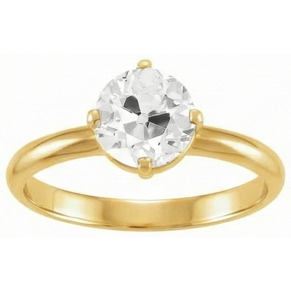 3.50 Carats Round Old Cut Prong Set Mined Natural Real Diamond ( Not Lab Grown ) Solitaire Ring