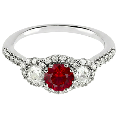 natural round ruby 3.50ct ring side angle
