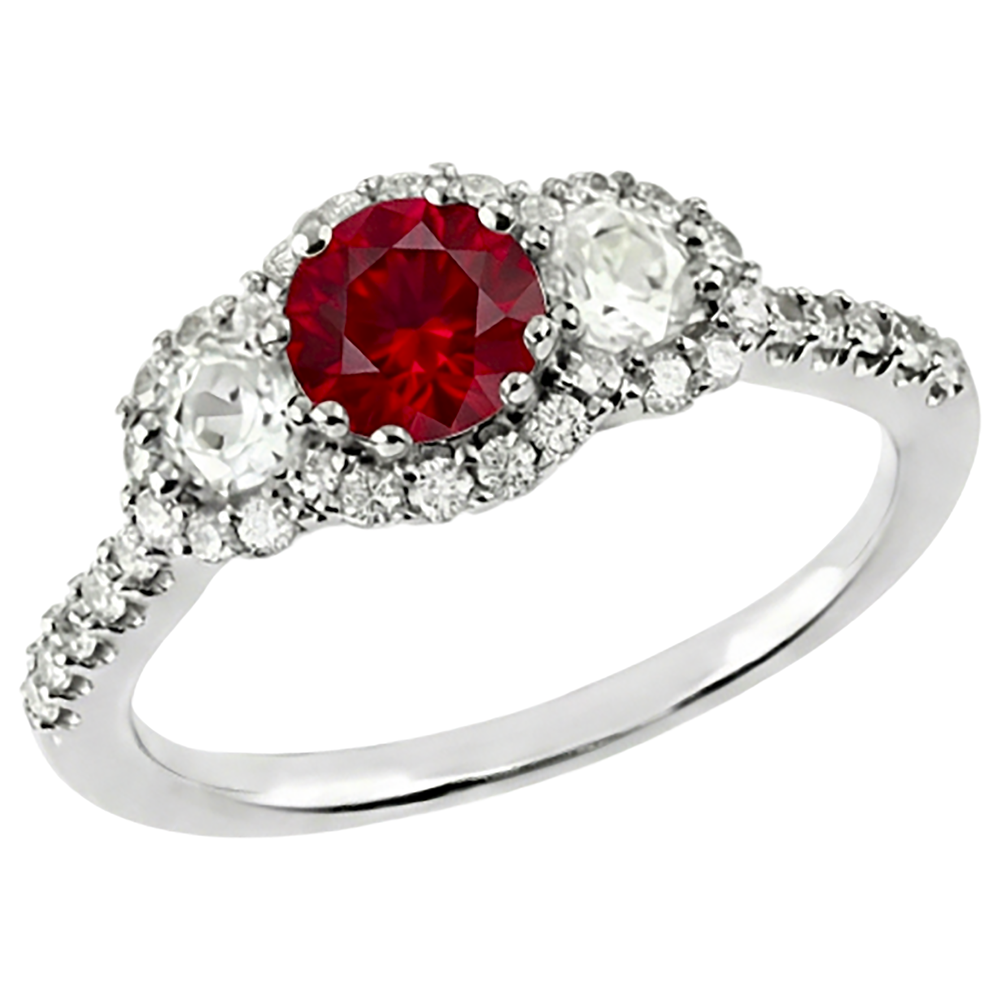 natural round ruby 3.50ct ring close up detail