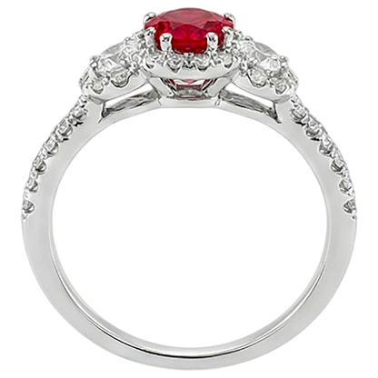 natural round ruby 3.50ct ring top view