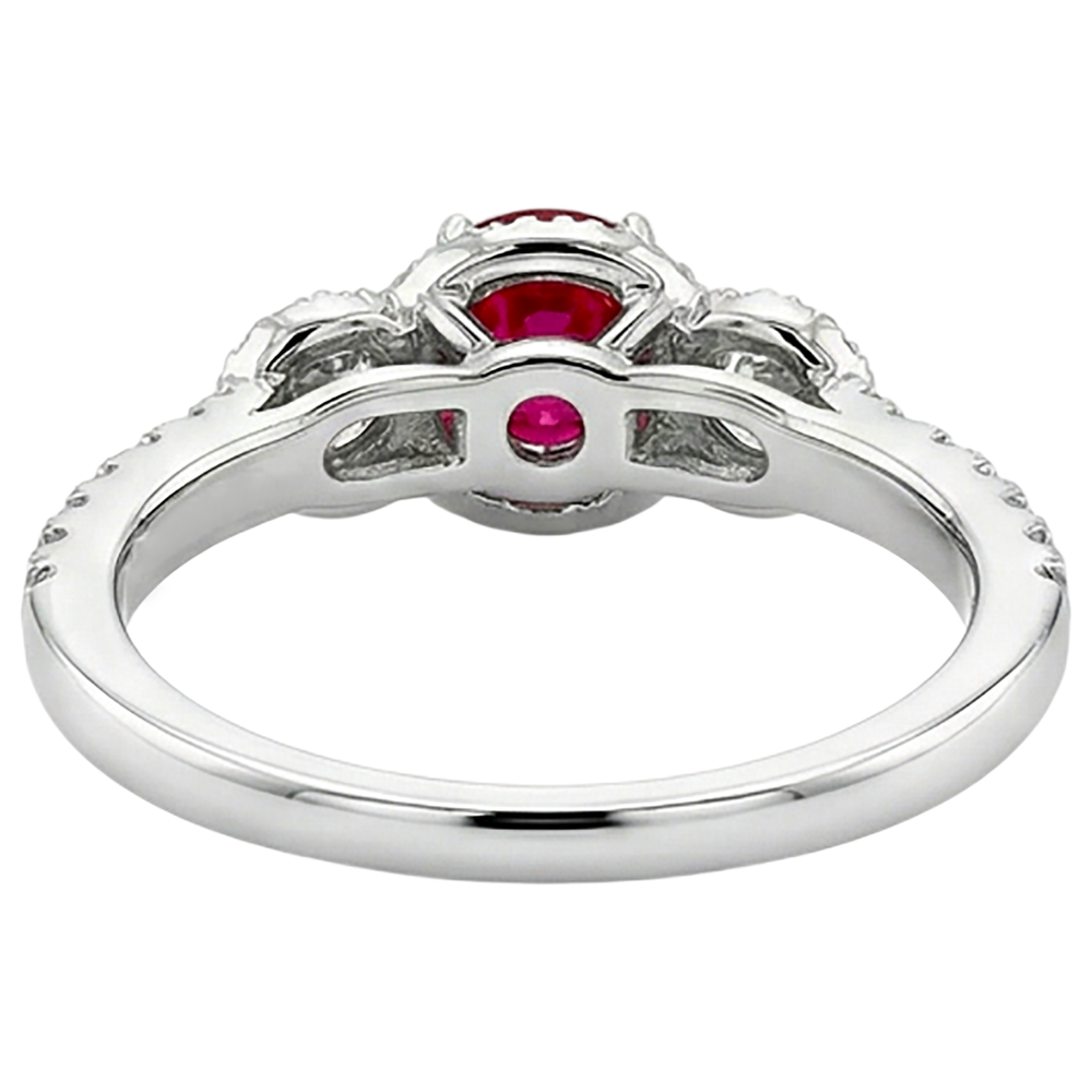 natural round ruby 3.50ct ring profile view