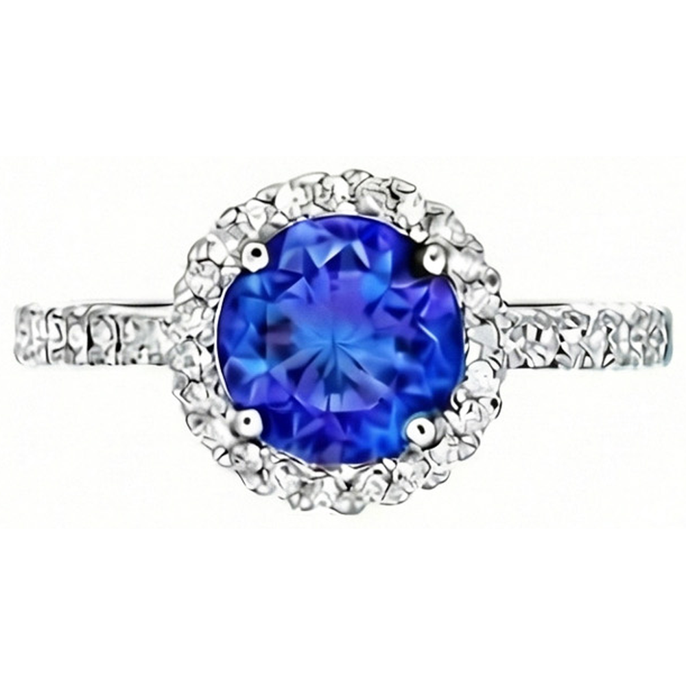3.50 Carats Round Sri Lanka Sapphire Natural Earth Mined Diamond Ring Jewelry