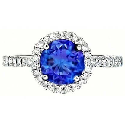 3.50 Carats Round Sri Lanka Sapphire Natural Earth Mined Diamond Ring Jewelry