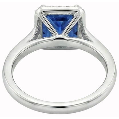3.50 Ct Princess And Round Sri Lanka Sapphire Natural Earth Mined Diamond Ring White Gold