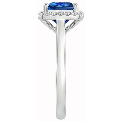 3.50 Ct Princess And Round Sri Lanka Sapphire Natural Earth Mined Diamond Ring White Gold