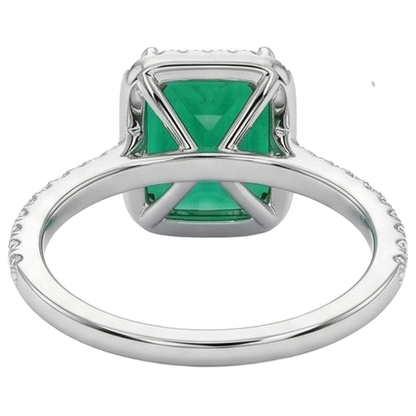 3.55 Ct Emerald GIA Cut Green Emerald GIA With Round Natural Earth Mined Diamond Wedding Ring