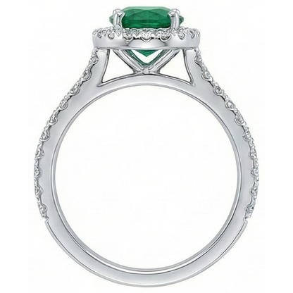3.6 Ct Oval Cut Green Emerald GIA Natural Earth Mined Diamond Engagement Ring