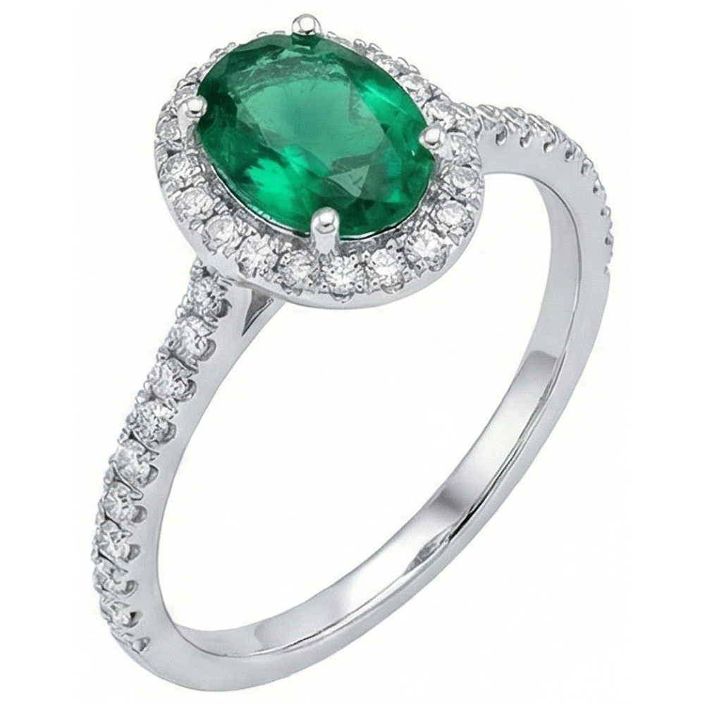 3.6 Ct Oval Cut Green Emerald GIA Natural Earth Mined Diamond Engagement Ring