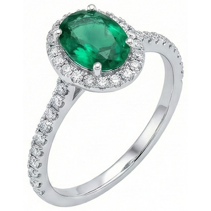 3.6 Ct Oval Cut Green Emerald GIA Natural Earth Mined Diamond Engagement Ring