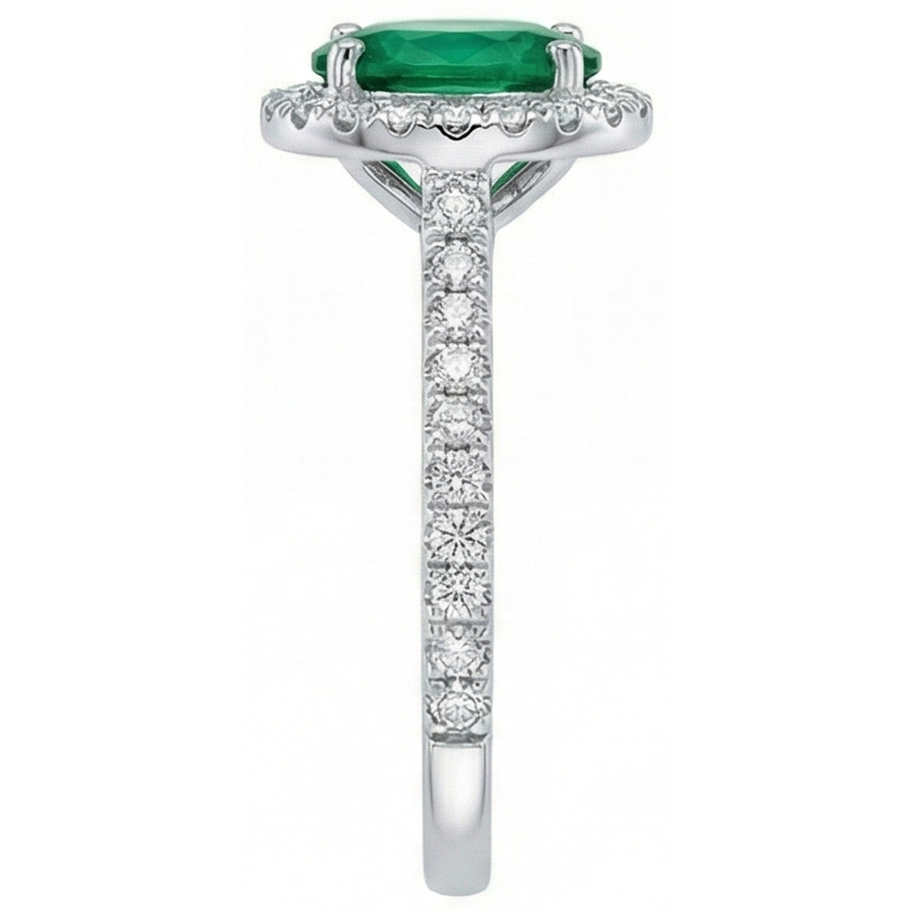 3.6 Ct Oval Cut Green Emerald GIA Natural Earth Mined Diamond Engagement Ring