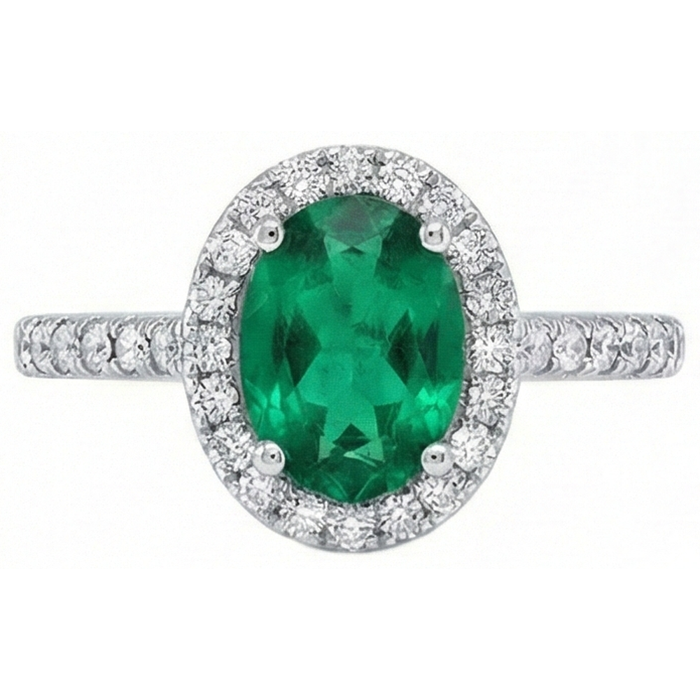 3.6 Ct Oval Cut Green Emerald GIA Natural Earth Mined Diamond Engagement Ring