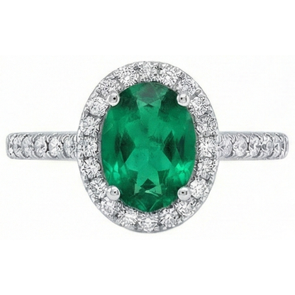3.6 Ct Oval Cut Green Emerald GIA Natural Earth Mined Diamond Engagement Ring