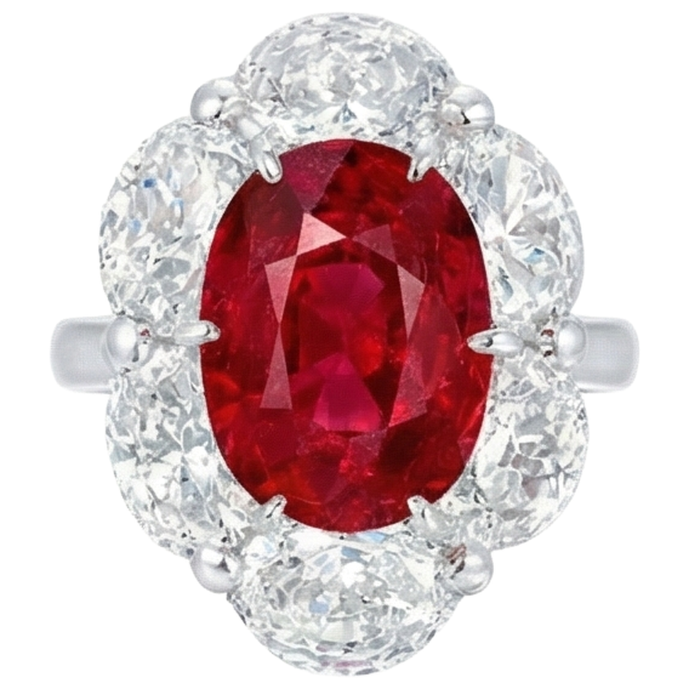 3.60 Ct Oval Cut Ruby Natural Earth Mined Diamond Ring New