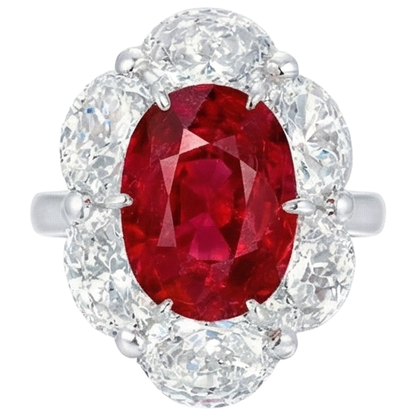 3.60 Ct Oval Cut Ruby Natural Earth Mined Diamond Ring New