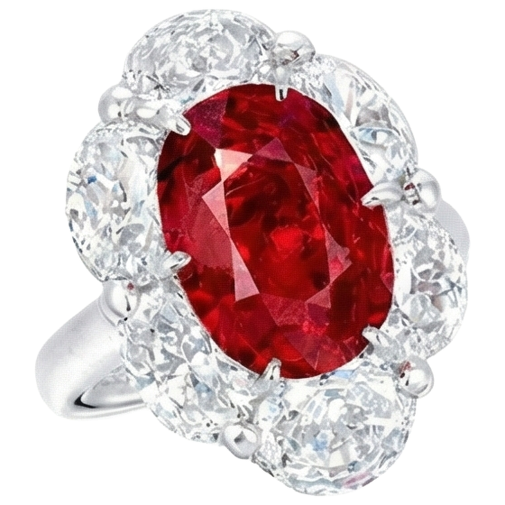 3.60 Ct Oval Cut Ruby Natural Earth Mined Diamond Ring New