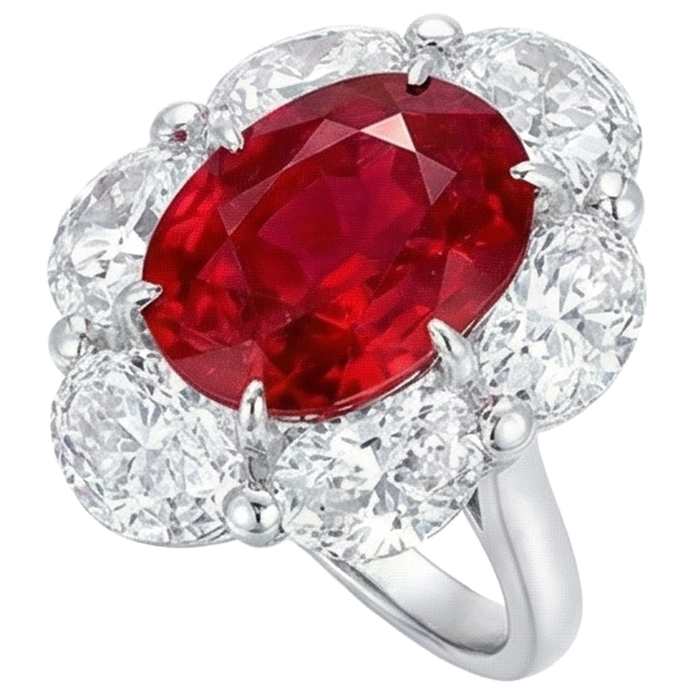 3.60 Ct Oval Cut Ruby Natural Earth Mined Diamond Ring New