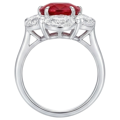 3.60 Ct Oval Cut Ruby Natural Earth Mined Diamond Ring New