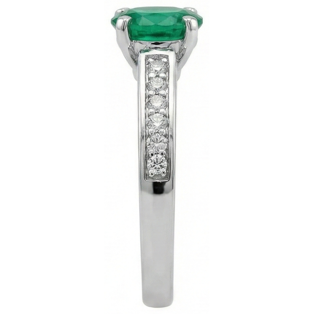 3.60 Ct Oval Green Emerald GIA And Natural Earth Mined Diamonds Ring 14K White Gold