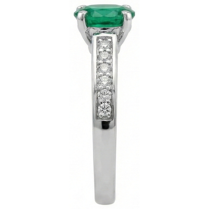 3.60 Ct Oval Green Emerald GIA And Natural Earth Mined Diamonds Ring 14K White Gold