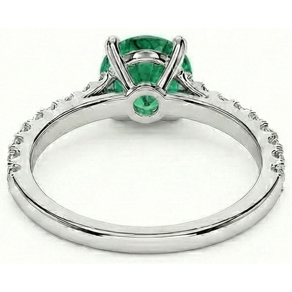 3.7 Ct Green Emerald GIA With Natural Earth Mined Diamond Wedding Ring 14K White Gold