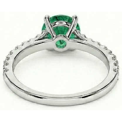 3.7 Ct Green Emerald GIA With Natural Earth Mined Diamond Wedding Ring 14K White Gold