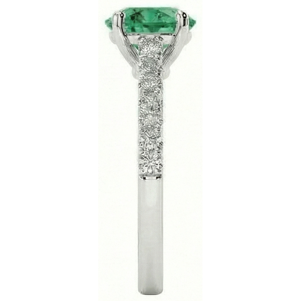 3.7 Ct Green Emerald GIA With Natural Earth Mined Diamond Wedding Ring 14K White Gold