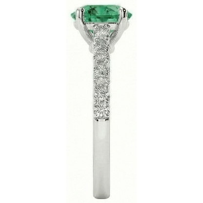 3.7 Ct Green Emerald GIA With Natural Earth Mined Diamond Wedding Ring 14K White Gold