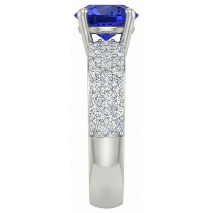 natural round tanzanite 3.70ct ring profile view