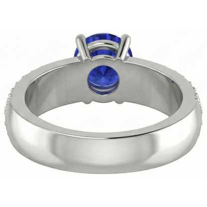 natural round tanzanite 3.70ct ring on white background