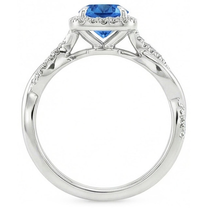 3.70 Ct Brilliant Cut Sri Lanka Blue Sapphire And Natural Earth Mined Diamonds Ring