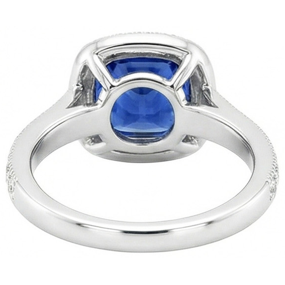 3.70 Ct Ceylon Blue Sapphire Natural Earth Mined Diamond Ring White Gold 14K