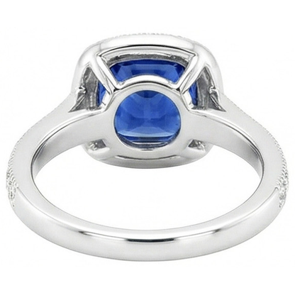 3.70 Ct Ceylon Blue Sapphire Natural Earth Mined Diamond Ring White Gold 14K