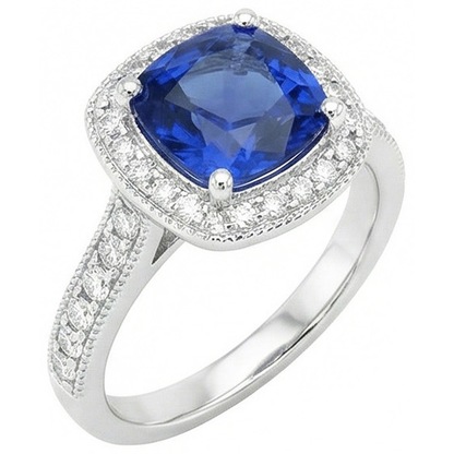 3.70 Ct Ceylon Blue Sapphire Natural Earth Mined Diamond Ring White Gold 14K