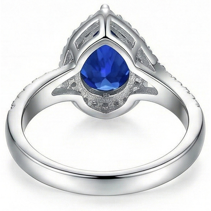 3.70 Ct Pear And Round Cut Ceylon Sapphire Natural Earth Mined Diamond Engagement Ring