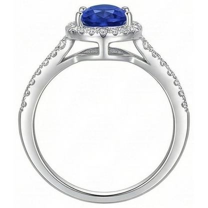 3.70 Ct Pear And Round Cut Ceylon Sapphire Natural Earth Mined Diamond Engagement Ring