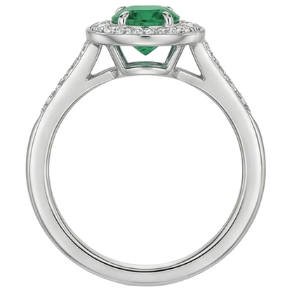3.75 Carats Green Emerald GIA And Natural Earth Mined Diamonds Engagement Ring White Gold 14K New