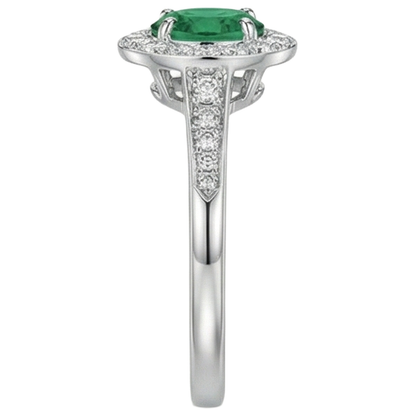 3.75 Carats Green Emerald GIA And Natural Earth Mined Diamonds Engagement Ring White Gold 14K New