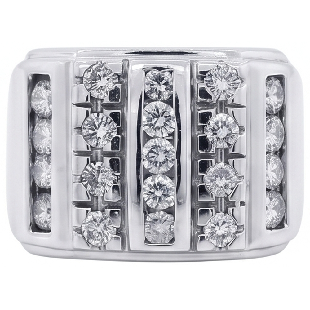 3.75 Carats Mens Diamond Ring White Gold 10K