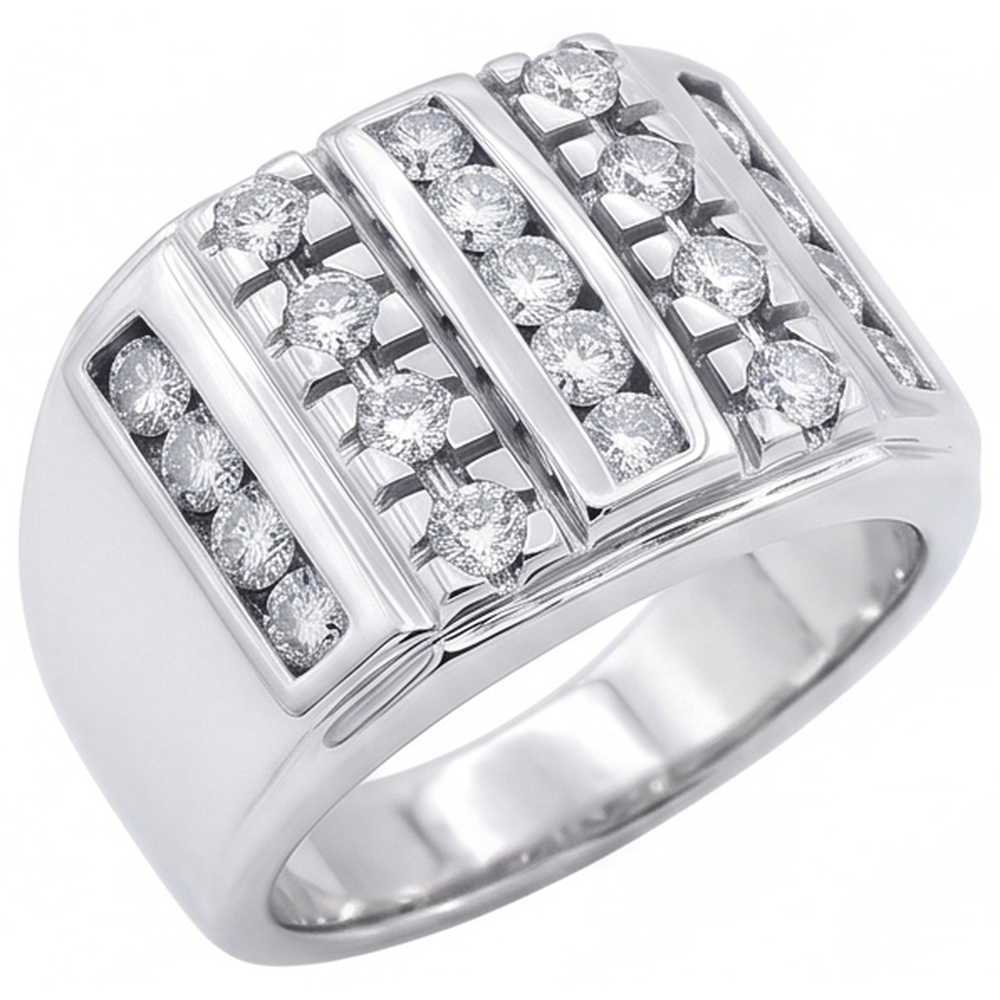 3.75 Carats Mens Diamond Ring White Gold 10K