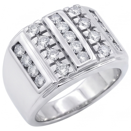 3.75 Carats Mens Diamond Ring White Gold 10K