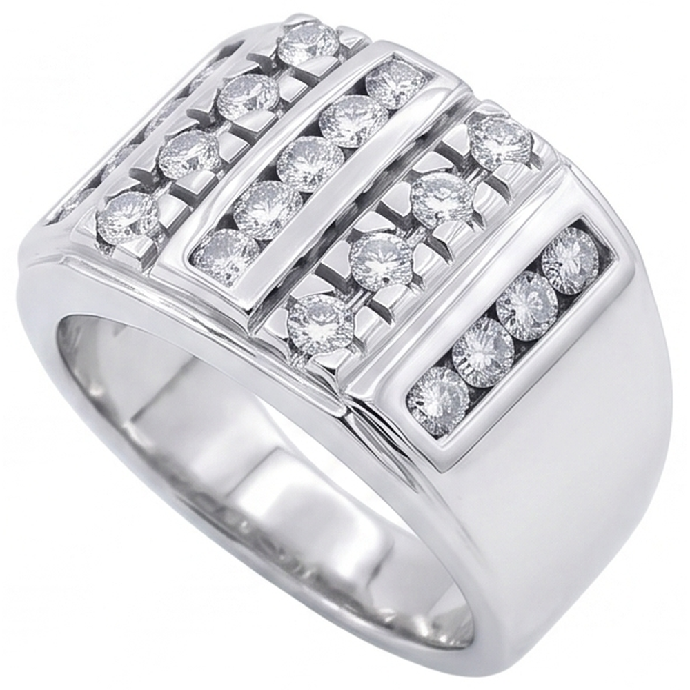 3.75 Carats Mens Diamond Ring White Gold 10K