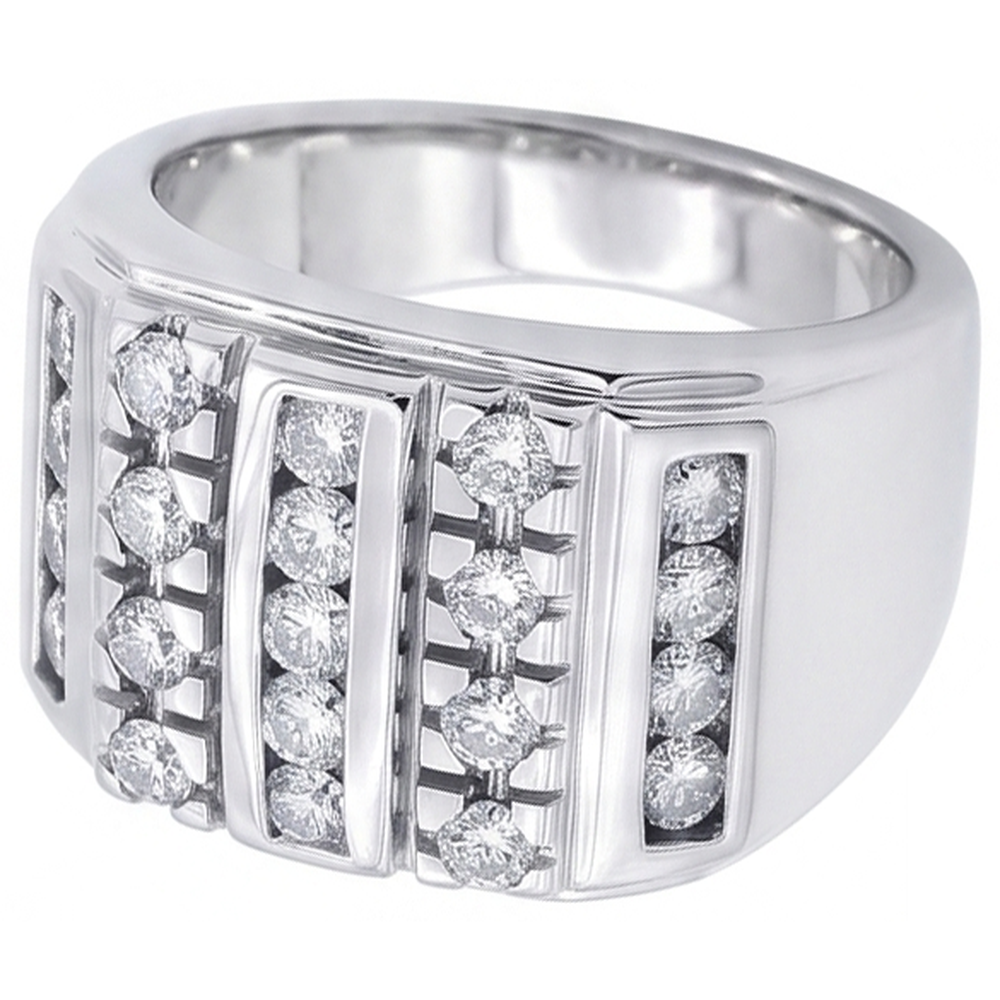 3.75 Carats Mens Diamond Ring White Gold 10K